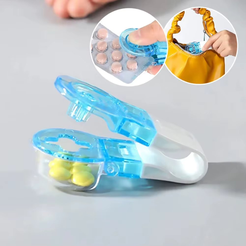 2/1PC Pill Cutter Clear Plastic Tablet Dispenser Portable Drug Tablet Cutter Splitter Medicine Pill Pickup Tool Reusable Cutter