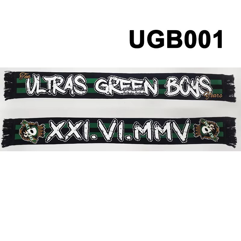 145*20 cm Size Ultras Green Boys 10 Years Scarf for Fans Double-faced Knitted UGB001