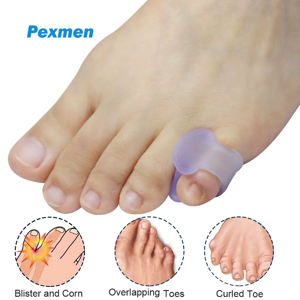Pexmen 2Pcs Gel Toe Spacers Bunion Corrector Pinky Toe Separators Small Toe Protector Spreader for Overlapping and Hammer Toes