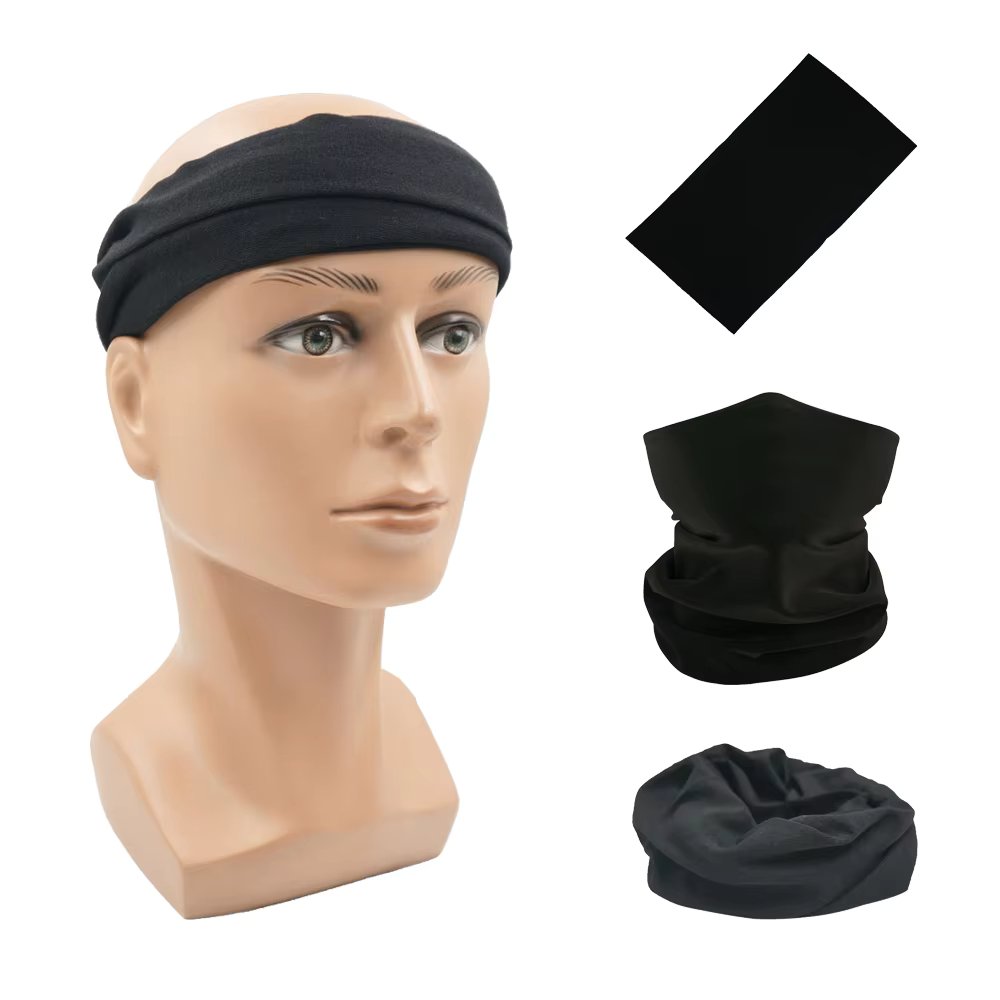 Solid Color Breathable Seamless Headband Black Magic Scarf Bandana Tube Neck Gaiter Men Women Balaclava Outdoor Sports Face Mask