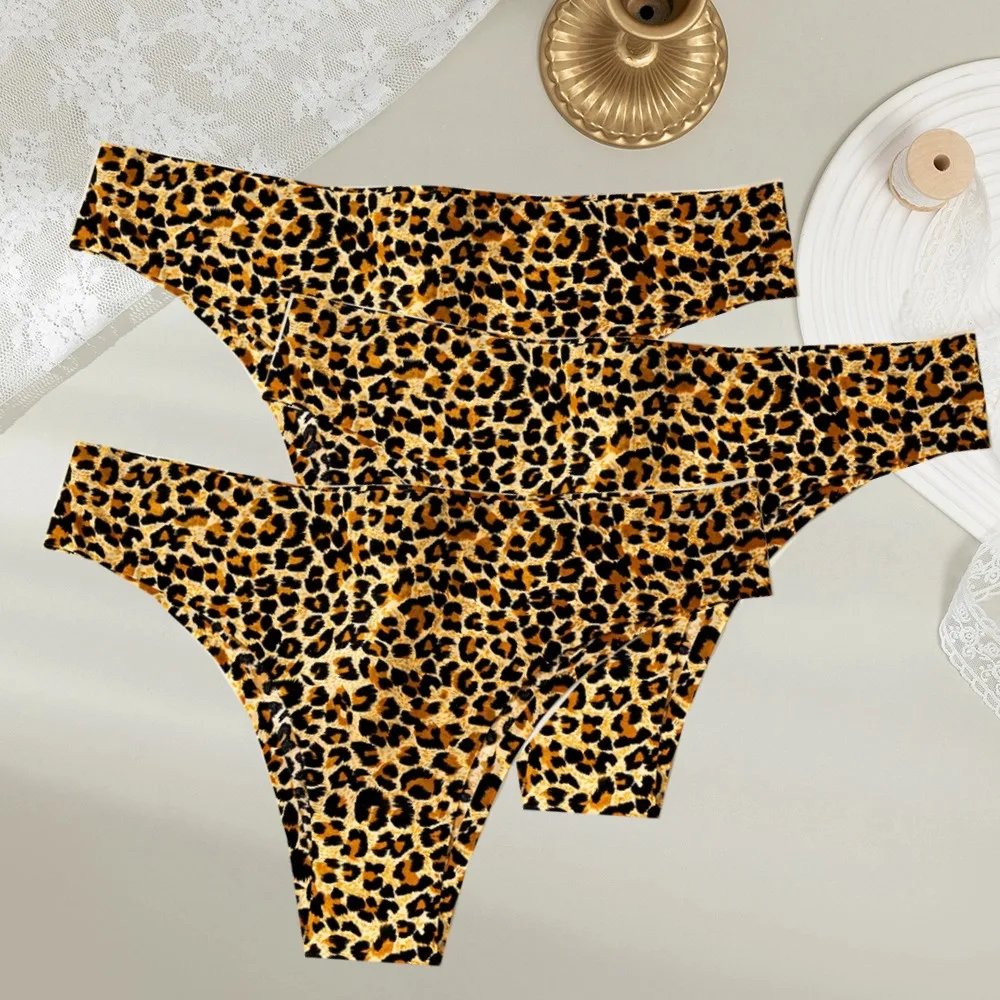 3PCS/Set Sexy Women's Leopard Panties Hot Female Seamless Underwear Ladies Elastic Bikini Thong Invisible Lingerie for Women New