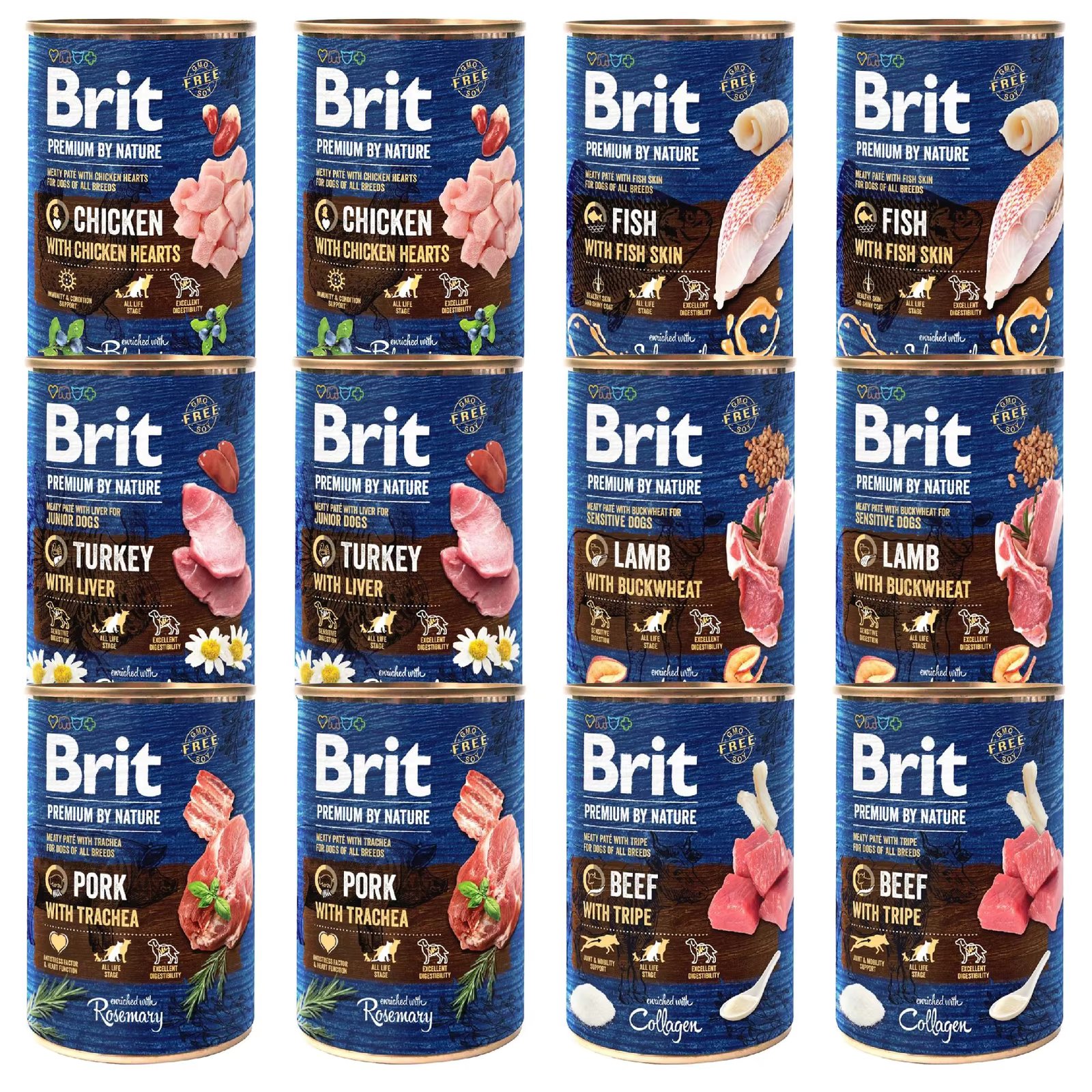 Brit Premium 12x400g mix flavors wet dog food