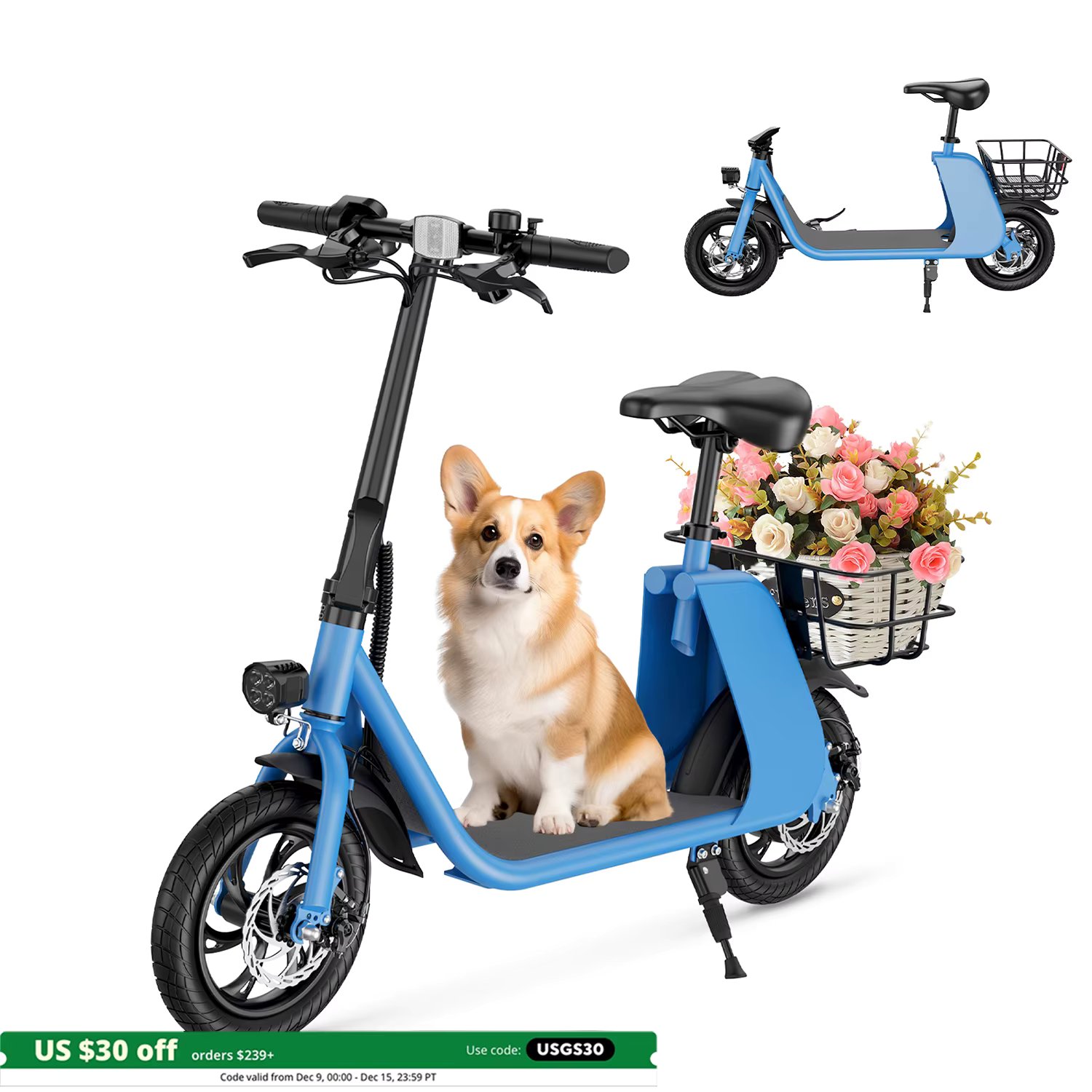 HEZZO Adults Electric Scooter 630W Peak Motor 15.5mph Max Speed 14 inch Folding Electric Bike W/ 36V 8Ah Battery Range 31 Miles