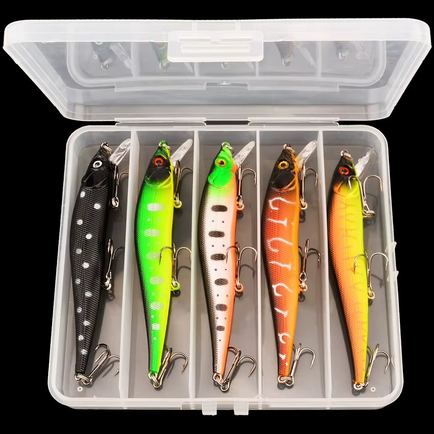 5pcs/box Fishing Lure13.7g/10g Minnow Crankbait Wobblers 3D Eyes Perch Artificial Bait Pike Carp Bait Swim Bait Fishing Pesca