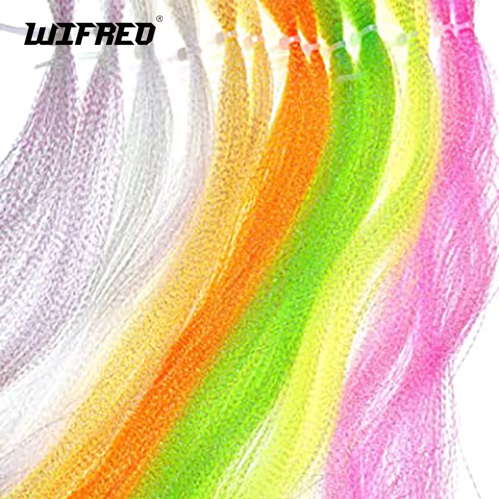 Wifreo 14pack UV Fluorescent Crystal Flashabou Krystal Tinsel Flash Fly Tying Material Saltwater Jig Tying Tackles