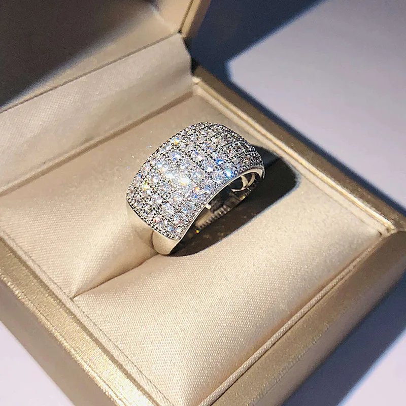 Hiphop/Rock Origin Natural 1.5 Carat Moissanite Gemstone Silver color 925 Jewelry Ring for Women Real S925 Sterling Rings Box