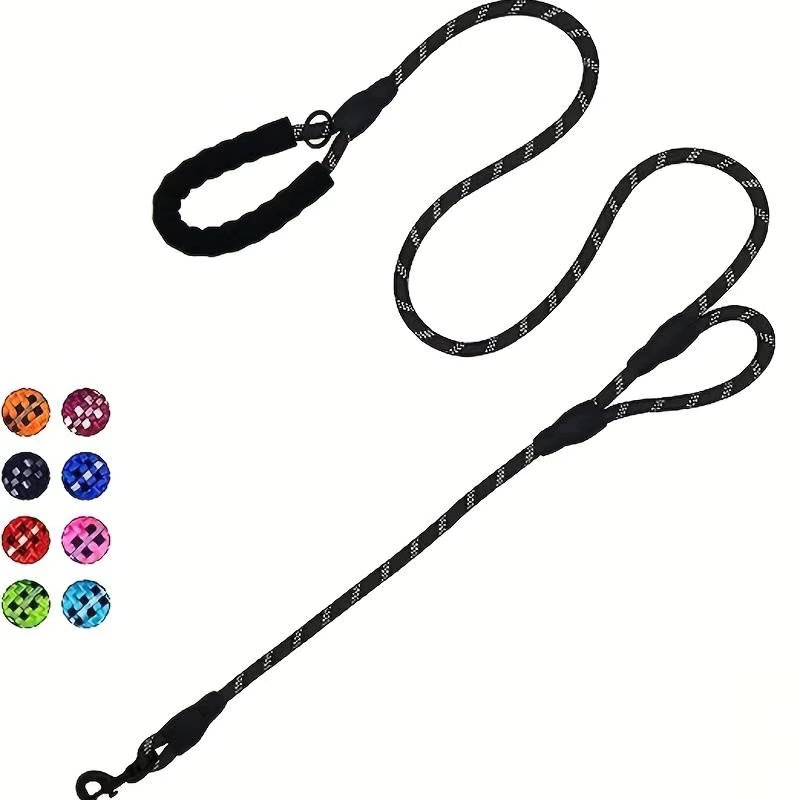 Pet Rope Dog Leash 6ft long,Traffic Padded Two Handle,Heavy Duty,Reflective Double Handles Lead for Control Safety Training,Leas