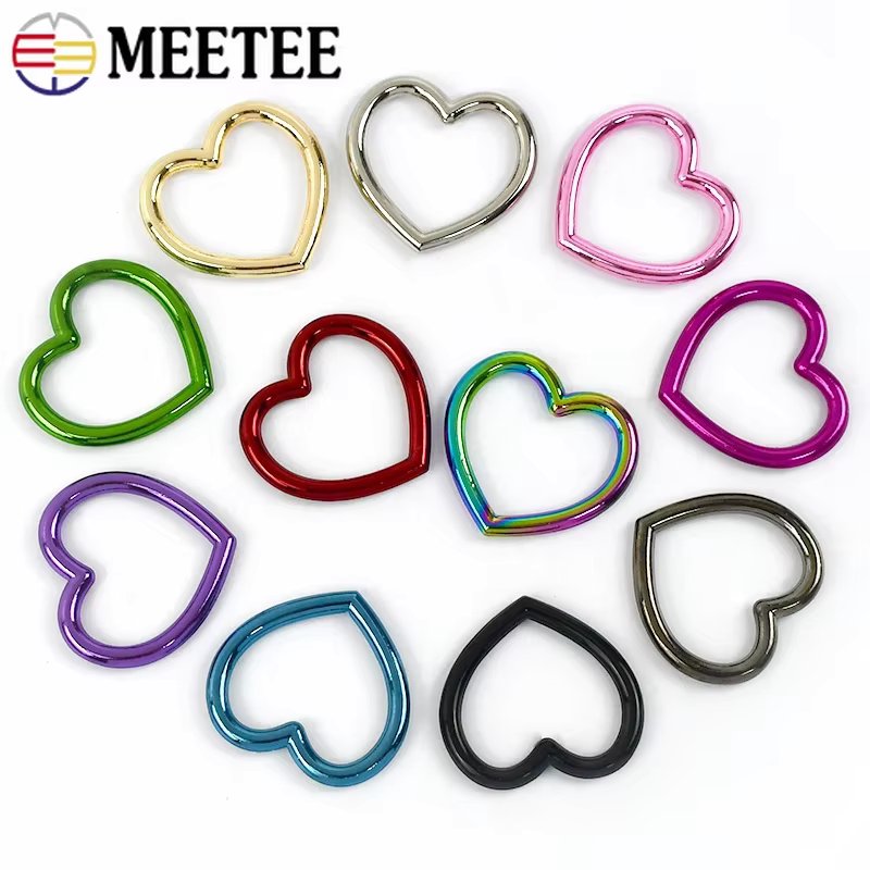 Meetee 5/10/20Pcs Heart Metal Ring Buckles O Rings Bag Strap Webbing Connecting Round Loop Hook Belt Adjust Hardware Accessories