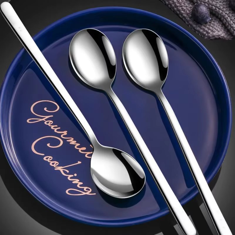 5pcs/1pc 316 Stainless Steel Spoon Soup Spoon Rice Spoon LongHandle Tableware Set Kitchen Utensils Thickening