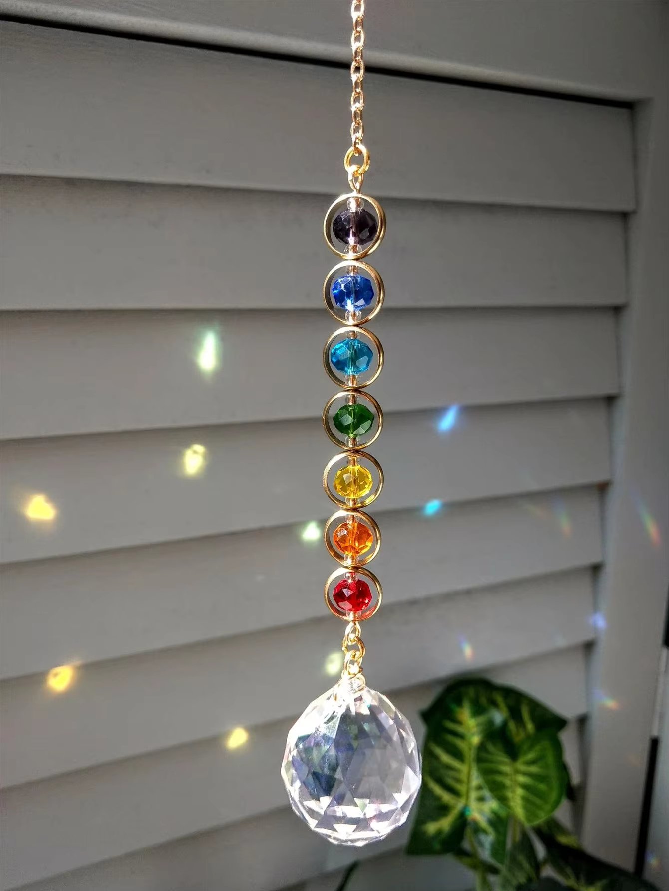 1pc Crystal Suncatcher Mobile Meditation Home Decor Rainbow Maker Prism Suncatcher (Rainbow and Fantasy)