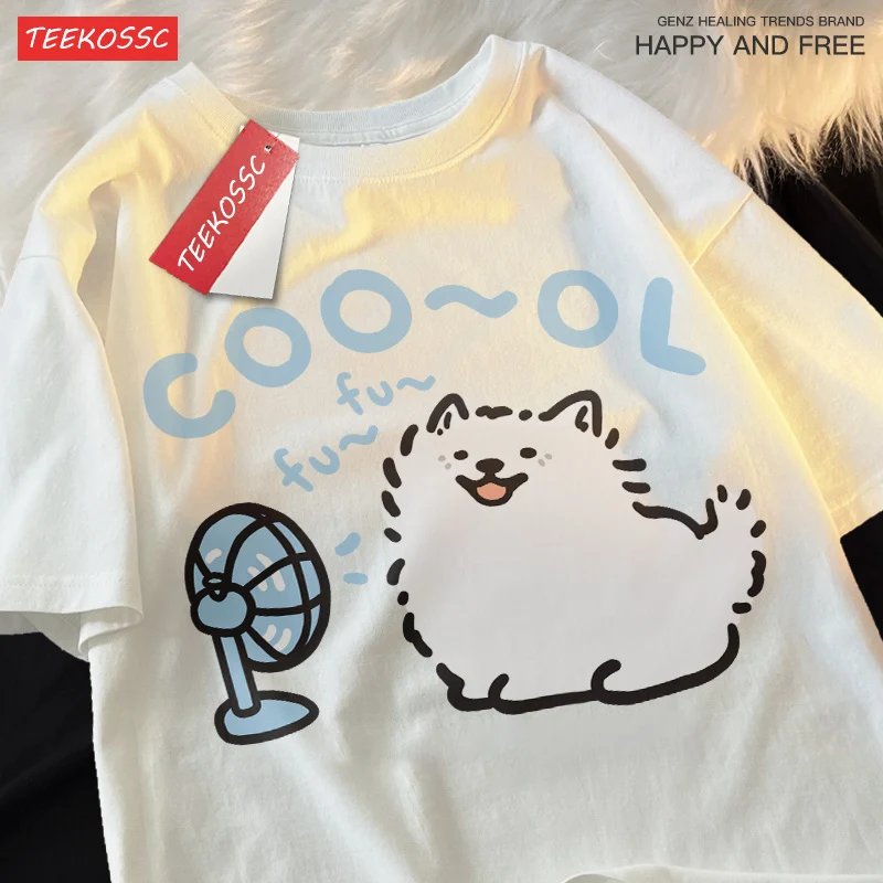 Samoye Blower Fan Cartoonprinting Man Tee Clothing Fitting Leisure T Shirt Leisure Youth Tee Shirt Cotton Funny Short Sleeved