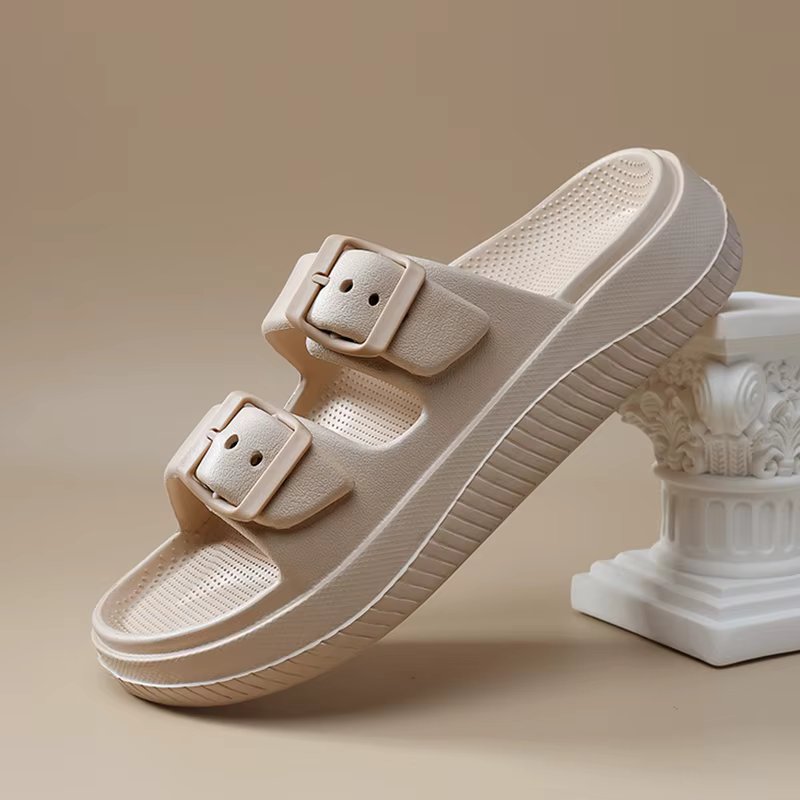 Soft Sole Eva Cloud Slippers Women 2024 Summer Double Buckle Pillow Sandals Woman Slides Flat Heels Non Slip Home Flip Flops