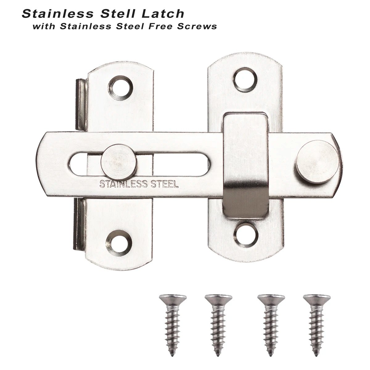Keenkee Stainless Steel Gate Latches Pet Door Latch Bolt Lock Heavy Duty Flip Latch 2mmThick