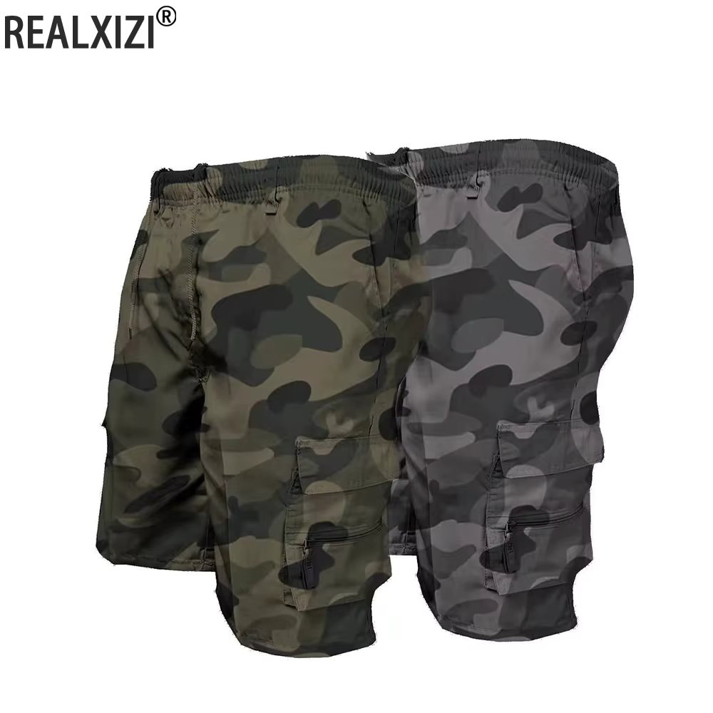 Men's Camouflage Cargo Shorts Casual Loose Work Tooling Shorts Summer Male's Outdoor Knee Length Short Pants
