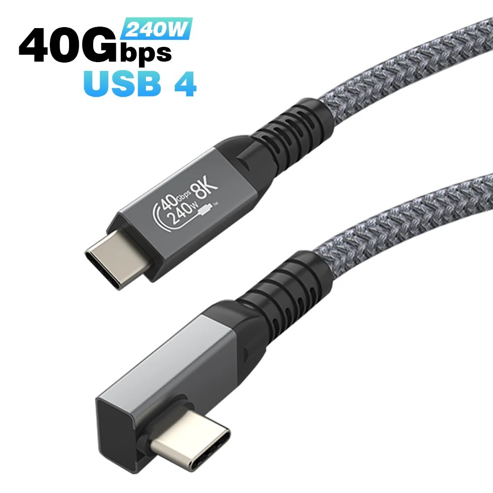 UGOURD USB 4 40Gbps Cable Thunderbolt4 type c elbow 90 degree Angle 240W USB C Cable 8K Male to Male for eGPU ssd box ACASIS