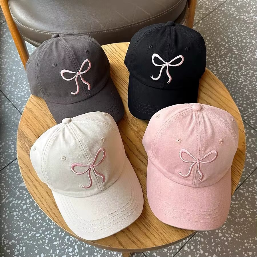 Bow Baseball Cap Sweet and Romantic Atmosphere for Girl Pink Hat Versatile Outdoor Sun Protection Soft Top Photo Duck Tongue Hat