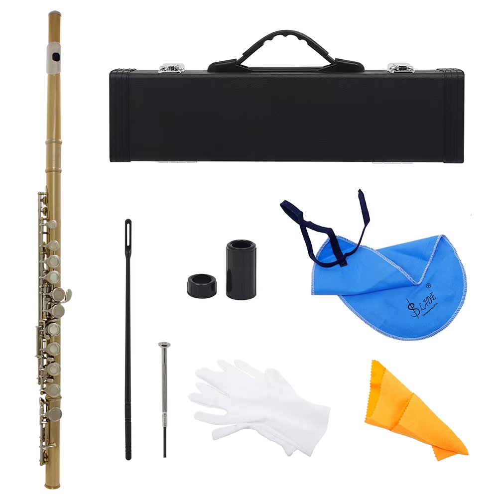 SLADE 16 Holes Closed Hole Flute C Tone Flute Cupronickel Concert Flute E key with Case Cleaning Cloth Parts & Accessories
