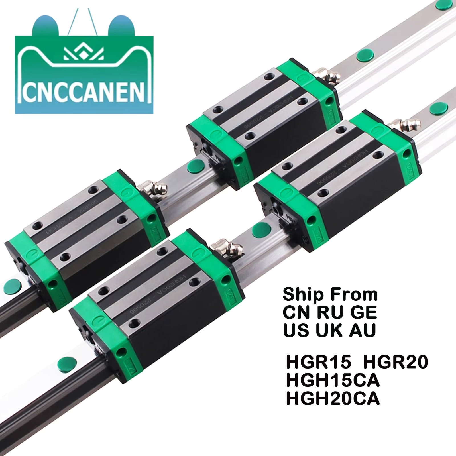 HGR20 HGR15 CNC Square Guide Linear Rail 2PCS ANY LENGTH + 4PCS HGH15CA / HGH20CA Slide Block Carriage for CNC Router Engraving