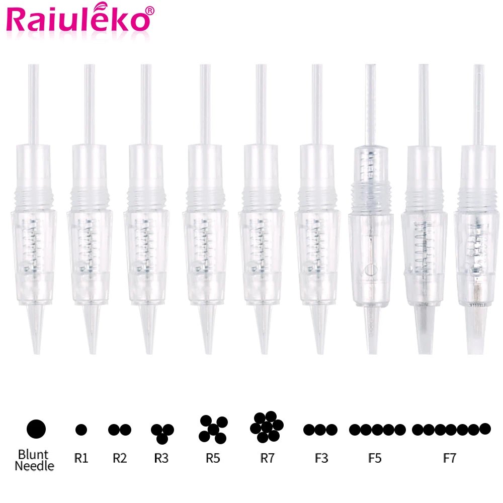 10P Screw Cartridge Tattoo Needles for 1D 1R 2R 3R 3F 5R 5F 7R 7F Micropigmentation Tattoo Device Makeup Eyebrow Lip Derma Tools