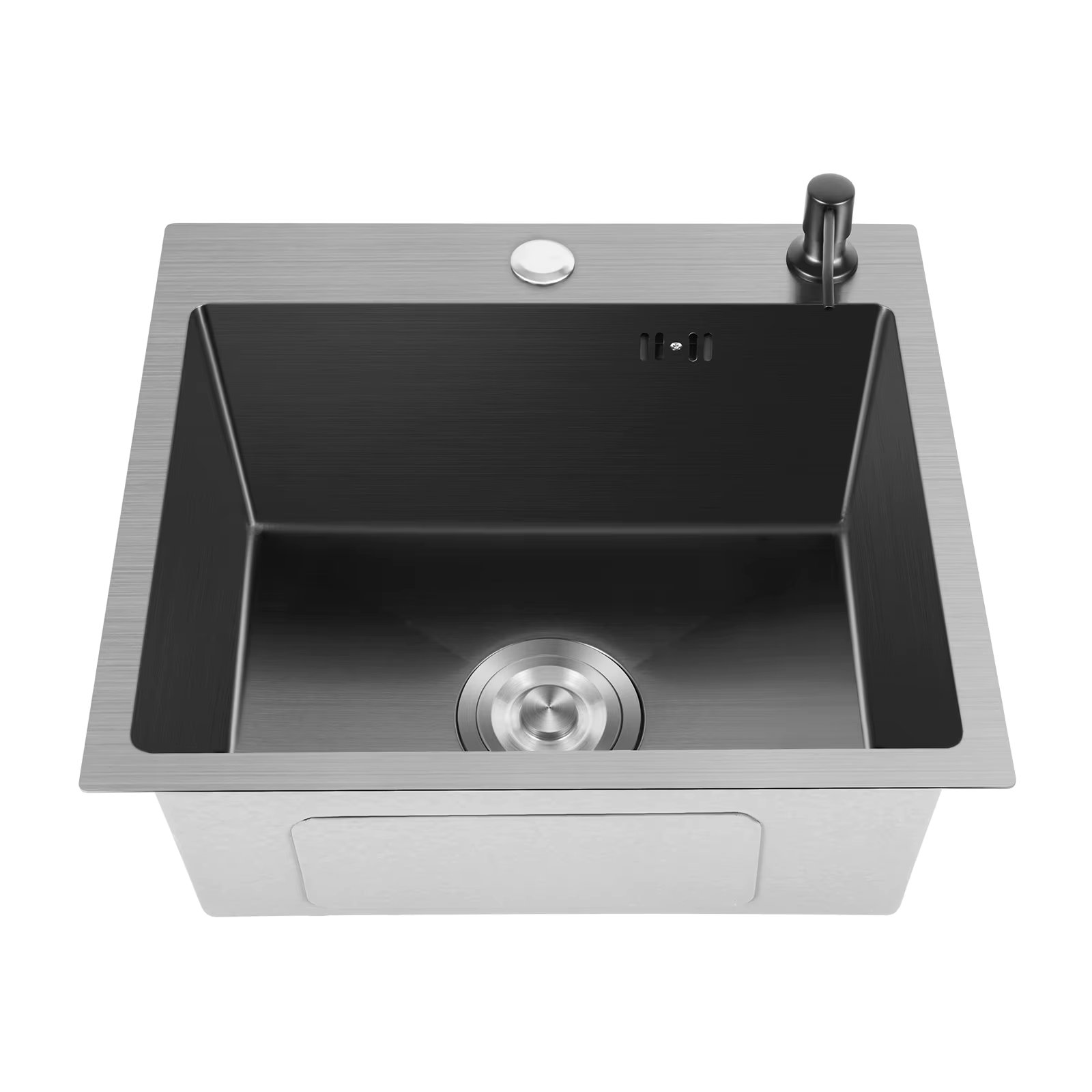 45,40×20cm Stainless Steel Sink Set, Built-In Sink Kitchen Sink Black With Drainer Kit+ Soap Dispenser