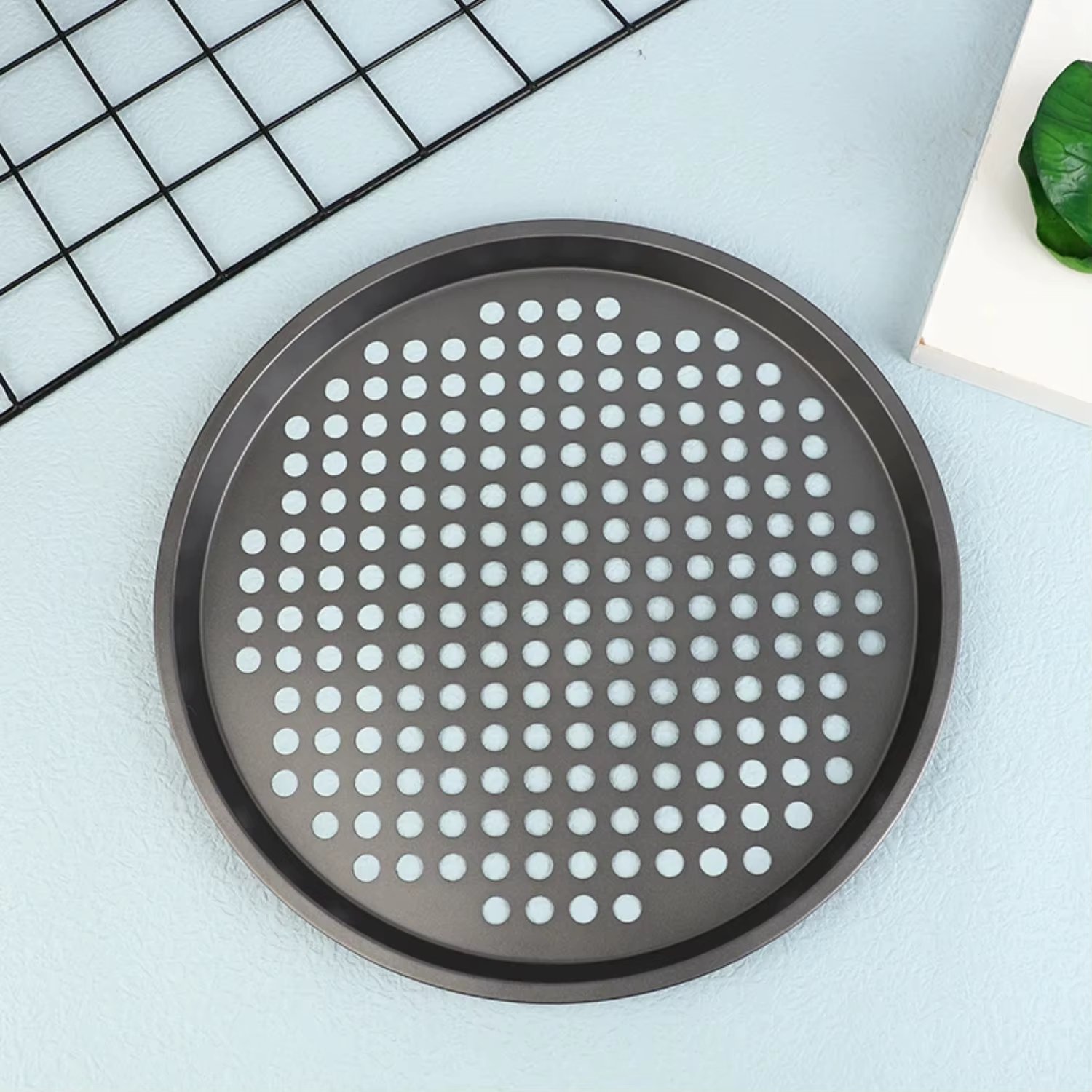 Non-Stick Perforated Pizza Pan with Holes for Crispy Crusts - Oven Crisper Tray for Homemade Pizzas - Dishwasher Safe - 1 Piece