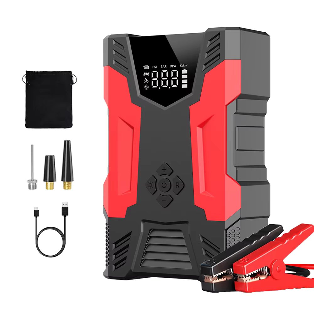 Car Jump Starter with Air Compressor Portable Power Bank Charger with LCD Display
