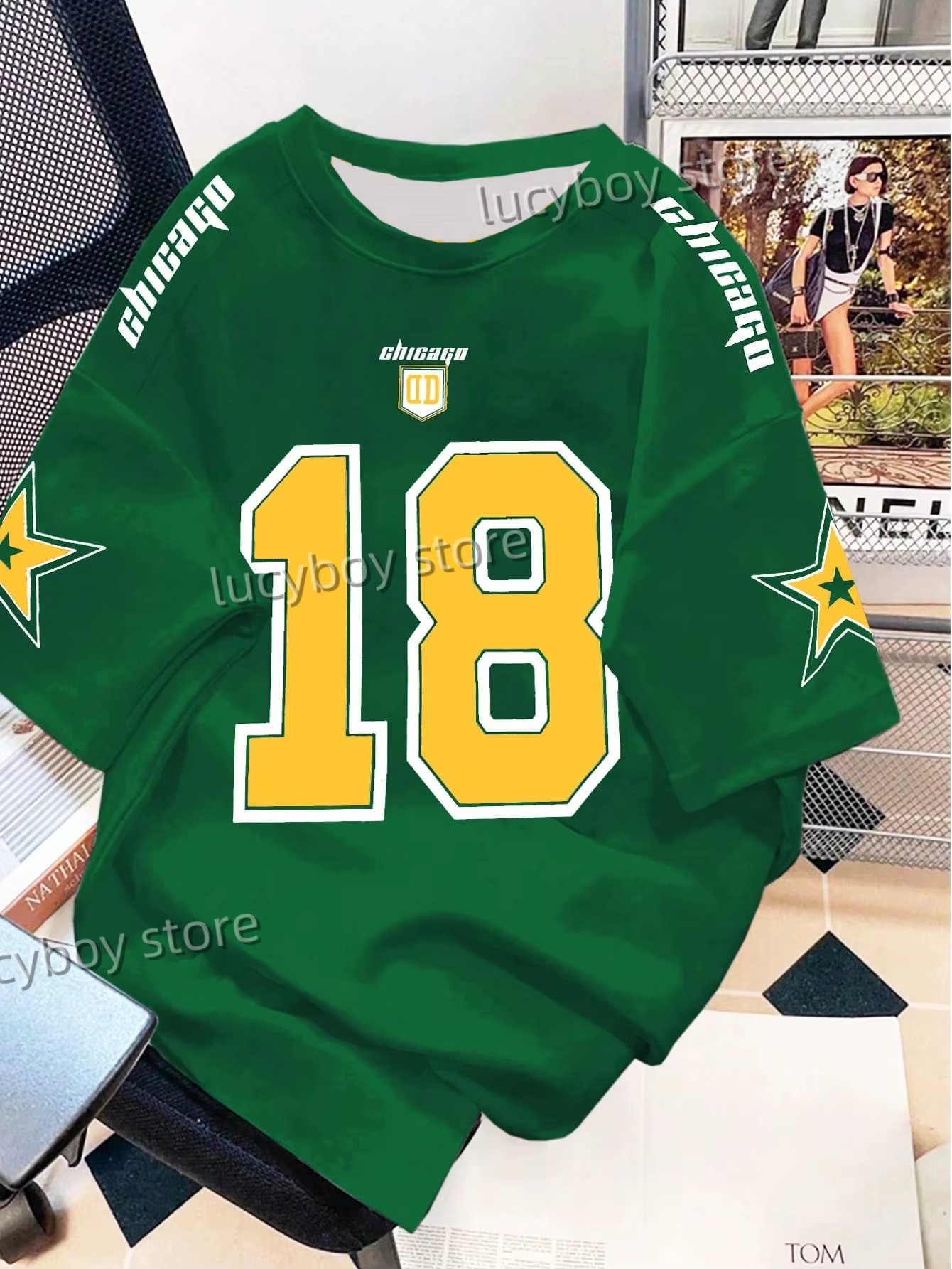 Mens 3D Number 18 Printed Short Sleeve T Shirt Man V Neck Sportwear Brooklyn Racing Football Tee Vintage Casual Tops Men Clothes