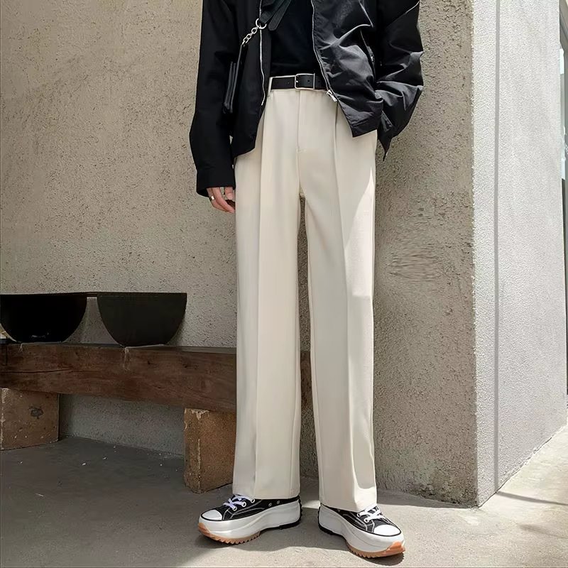 Spring Autumn Fashion High Waist Solid Men's Clothing Korean Casual All-match Pocket Button Simplicity Young Chic Straight Pants