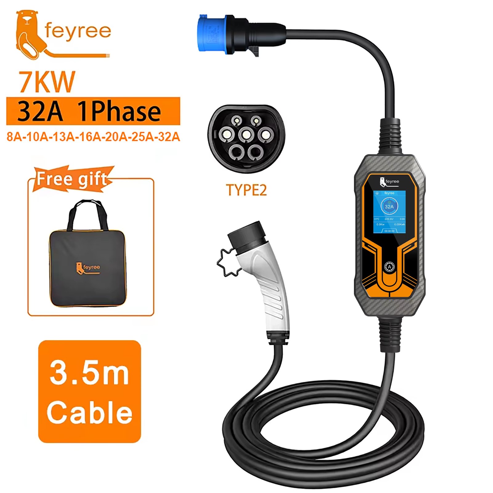 type2 7KW 3.5m Cable