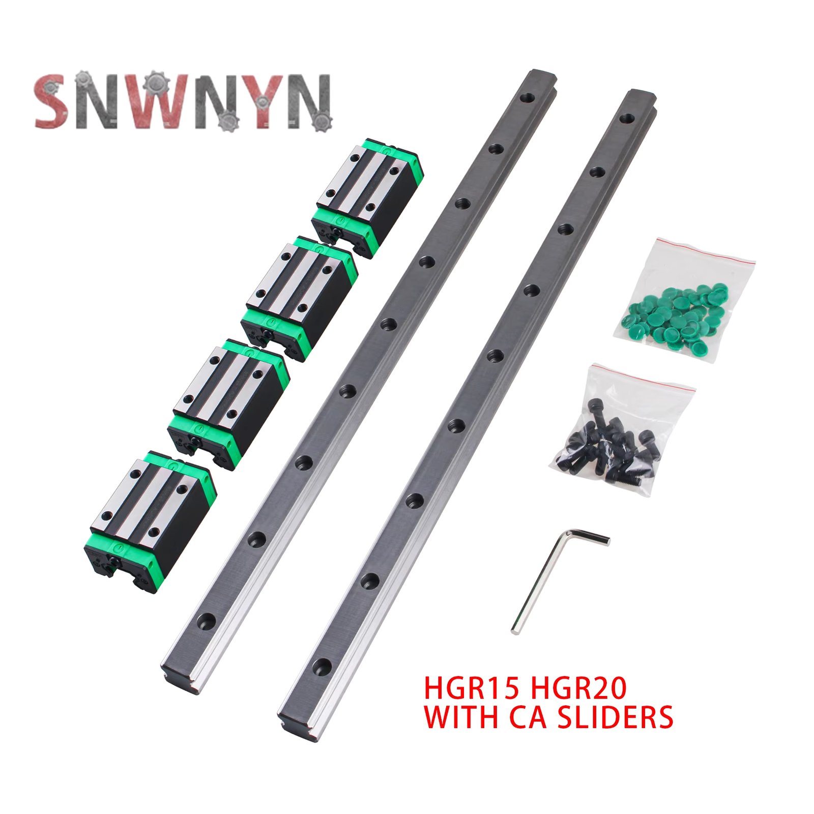HGR20 HGR15 CNC Square Guide Linear Rail 2PCS Guide Rail + 4PCS HGH15CA / HGH20CA Slide Block Carriage for CNC Router Engraving
