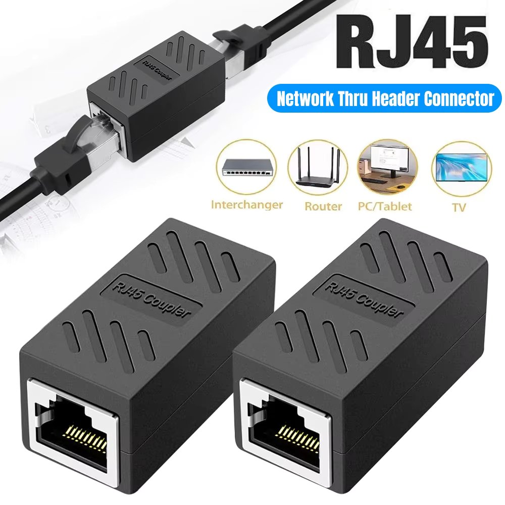 RJ45 Inline Extender Coupler Cat6 Cat7 Ethernet Network Adapter Joiner