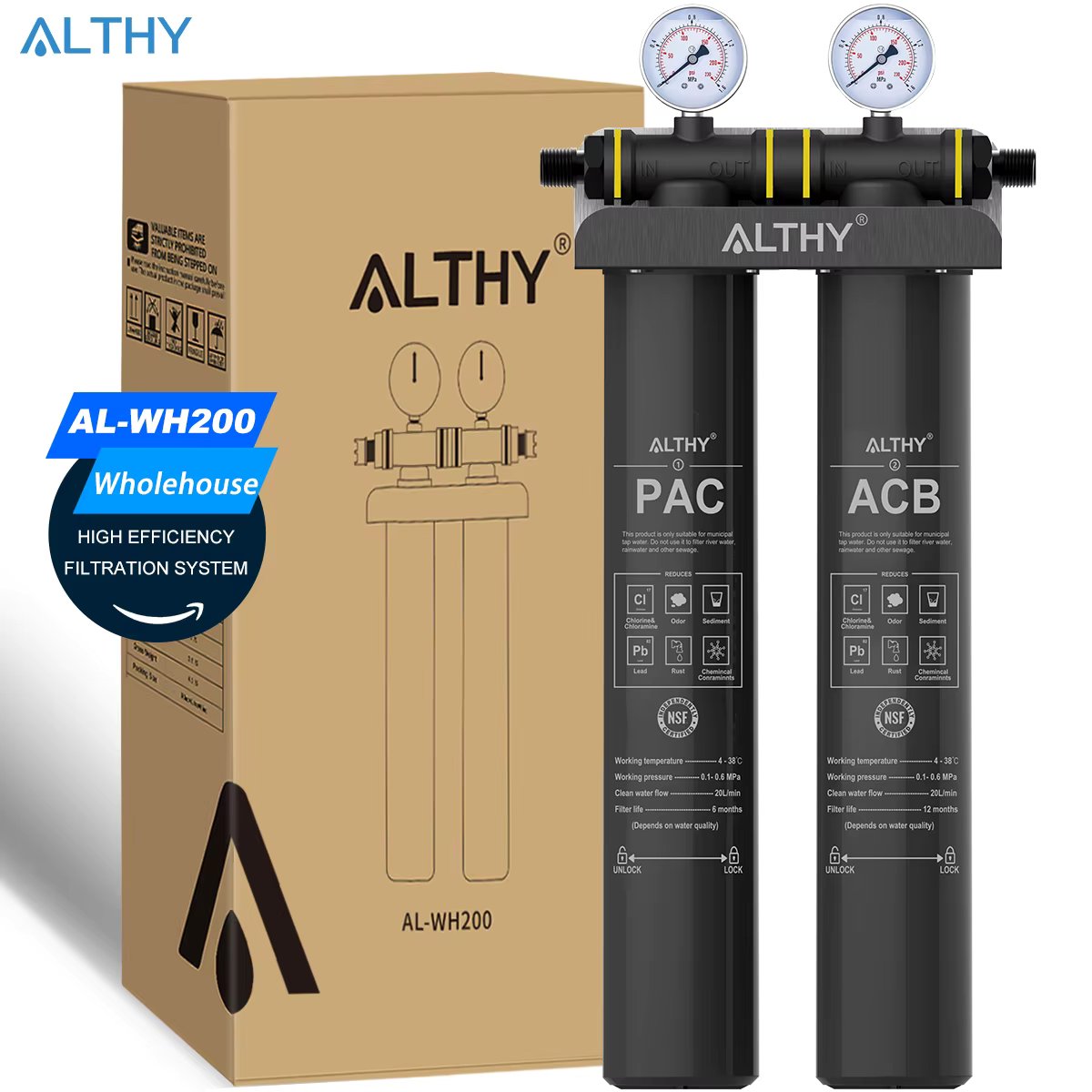ALTHY Whole House / Commercial Water Filter Purifier System, Certified to Removes Lead, Chlorine,Sediment, Chemincal &Odor