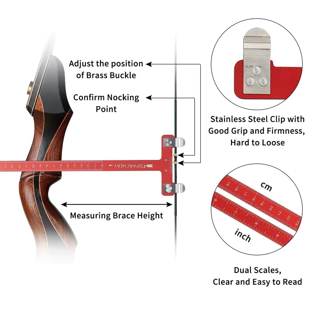 Aluminum Alloy Ruler for Archery, Bow String Nocking Point, Measure for Outdoor Sports, Shooting, Hunting Accessories, T, L, 1Pc