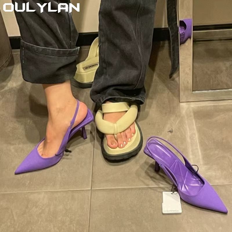 Oulylan High heeled Sandals  Women's Shoes Fashion Pumps Pointed Toe High Heels Shallow Women's Sandals Shoes for Women