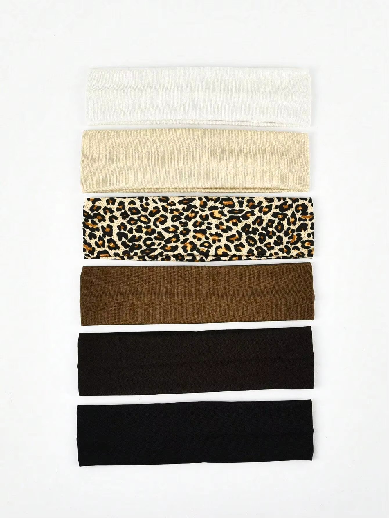 6pcs Unisex Simple Basic Solid Color Leopard Print Face Wash Cycling Running Sports Yoga Leisure Sweat-Absorbing Headband