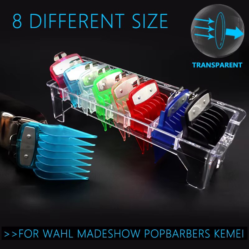 8 Pcs Professional Hair Cutting Machine Limit Comb Universal Metal Clip Transparent Guards Barber Accesories For Wahl Madeshow