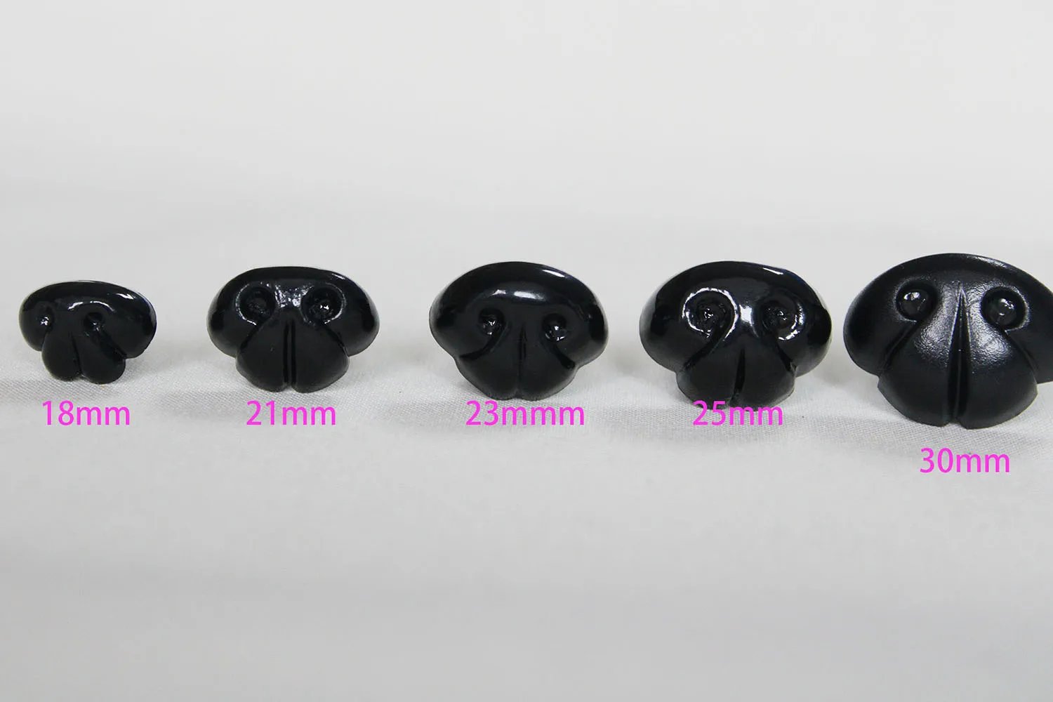 30pcs  15mm 18mm 21mm 23mm 25mm 30mm high quality  black plastic safety toy dog nose with hand press washer