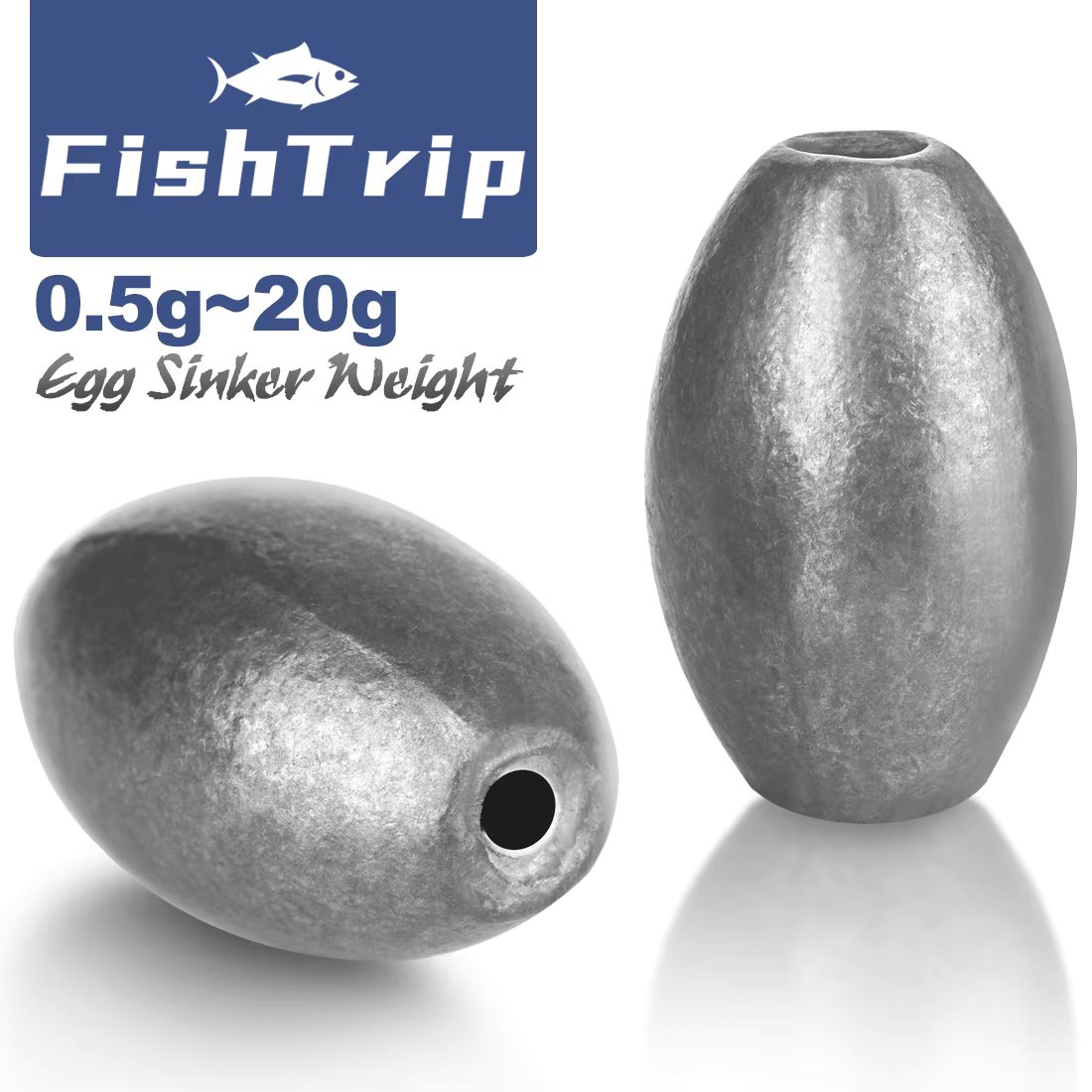 FishTrip 10Pcs Fishing Egg Sinkers Weight for Fishing Currents & Deep Water