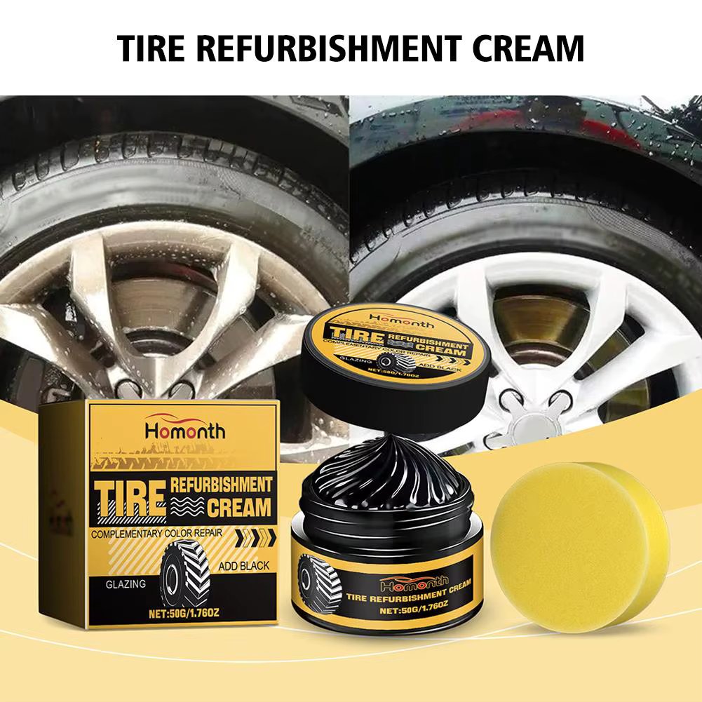 50g Tire Coating Wax Car Tire Retreading and Film Plating Cream Tire Shine Coating Wax Auto Rubber Parts Shiny Paste Anti-Aging