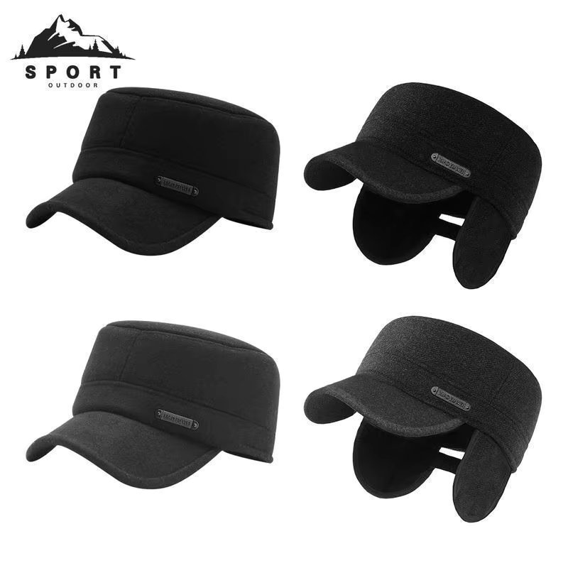 [Today's departure] Winter woolly fabric ear hair/lined double microfine sport men men's cold hair cap middle age gugun Night Air