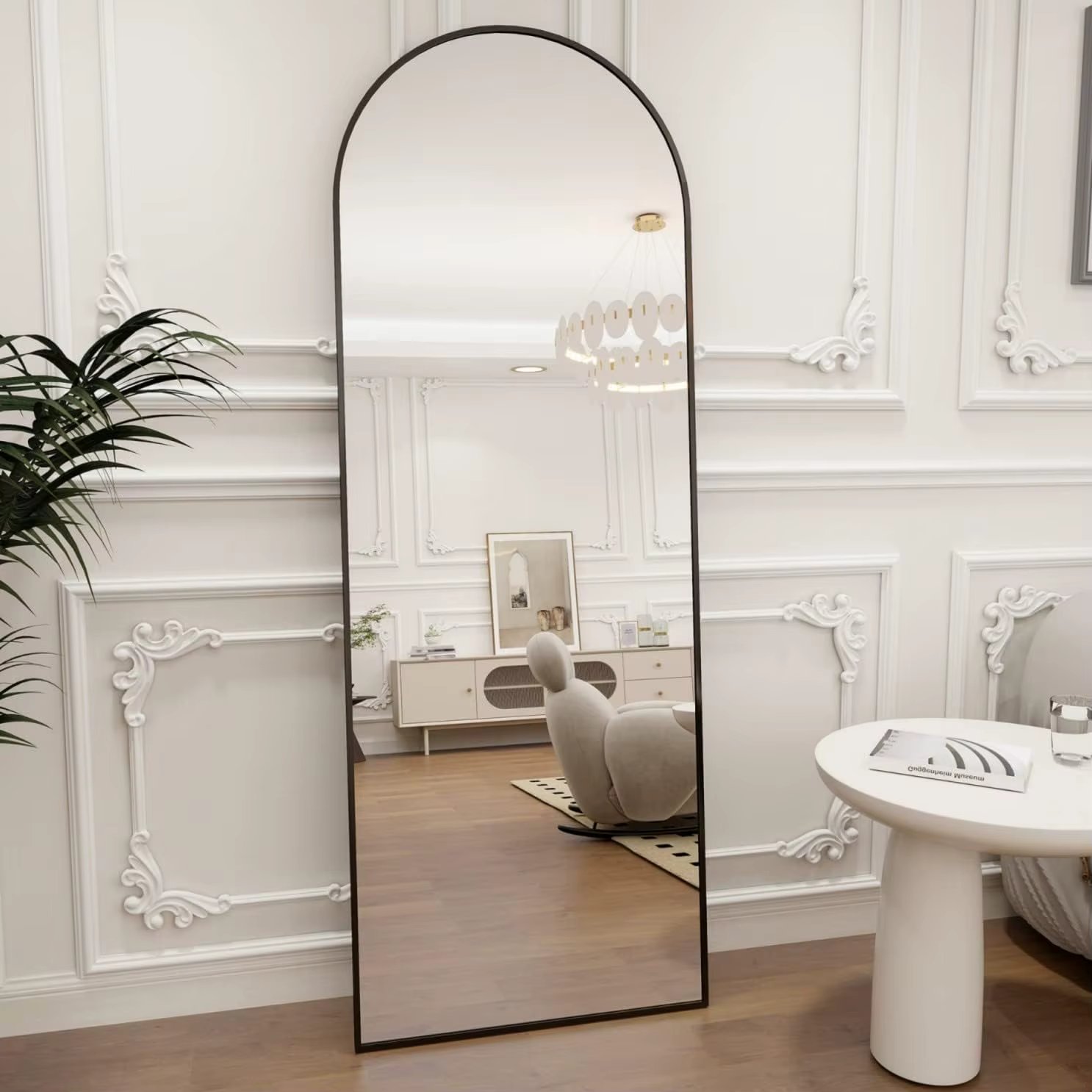 Arched Full Length Mirror, 64"x21" Standing Hanging or Leaning Full Body Mirror with Aluminum Alloy Frame for Living Room and Be