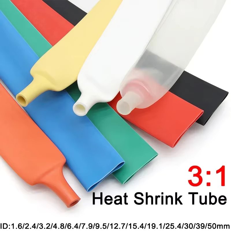 1/5/10/40M 3:1 Heat Shrink Tube With Double Wall Glue Tube Diameter 1.6/2.4/3.2/4.8/6.4/7.9/9.5/12.7/15.4/19.1/25.4/30/39/50mm