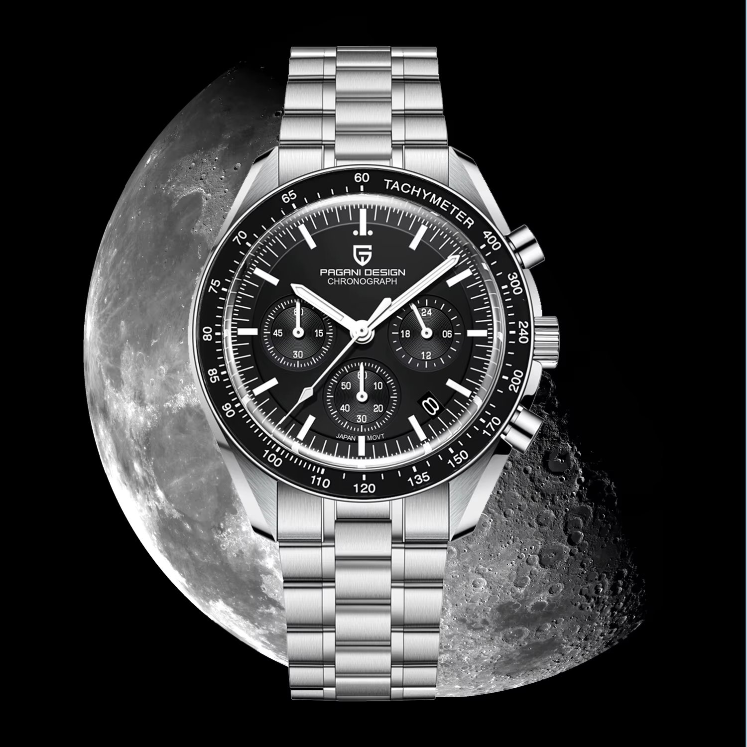 PAGANI DESIGN Moon Men's Watches 2024 New Top Luxury Date Chronograph Sapphire Mirror Mens Wristwatch vK63 Quartz Watch for Man