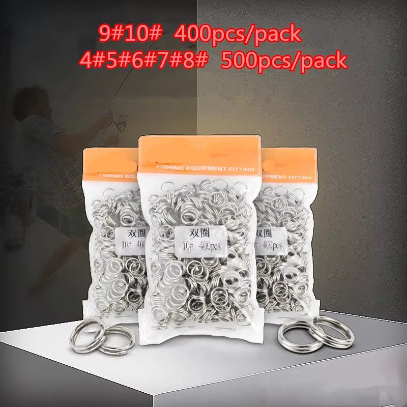 4/5/6/7/8/9/10mm 500pcs Heavy Duty Stainless Steel Fishing Split Rings Lure Solid Ring Loop For Blank Crank Bait Connectors Kit
