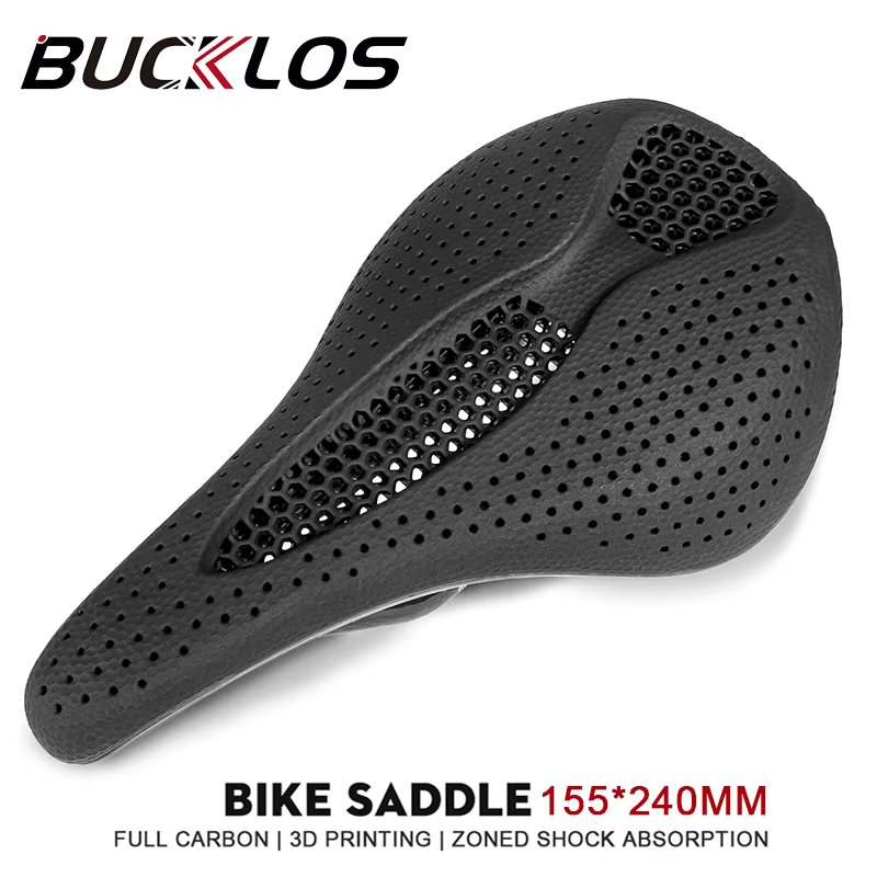 BUCKLOS Carbon Fiber Bicycle Saddle 155MM Bike 3D Printed Saddle Ultralight Road Bike Seat Cushion Full Carbon 3D  MTB Seat