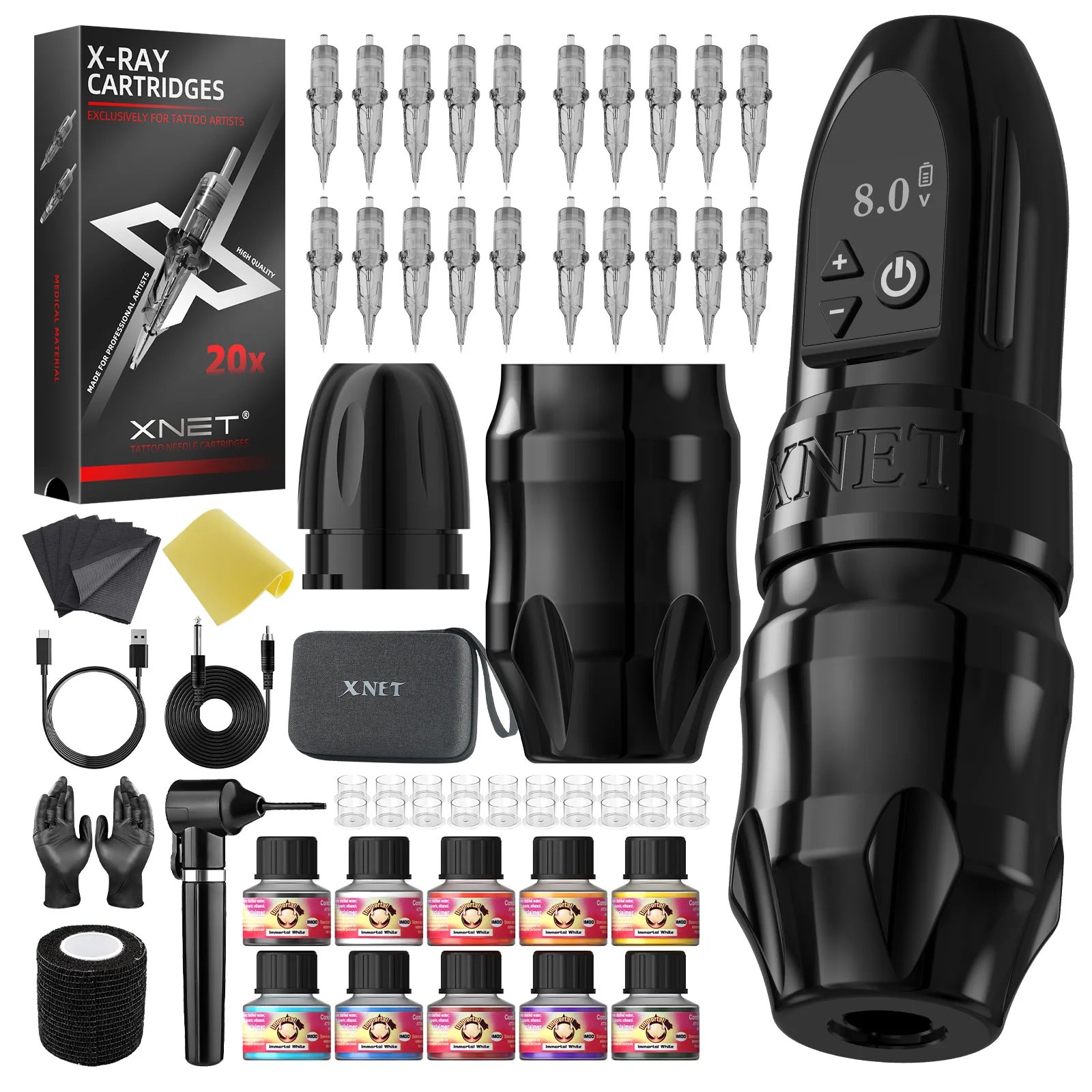 XNET Titan 2024 Wireless Tattoo Machine Kit with Ink Shaker Tattoo Beginner Power Supply Tattoo Gun Kit  For Tattoo Artists