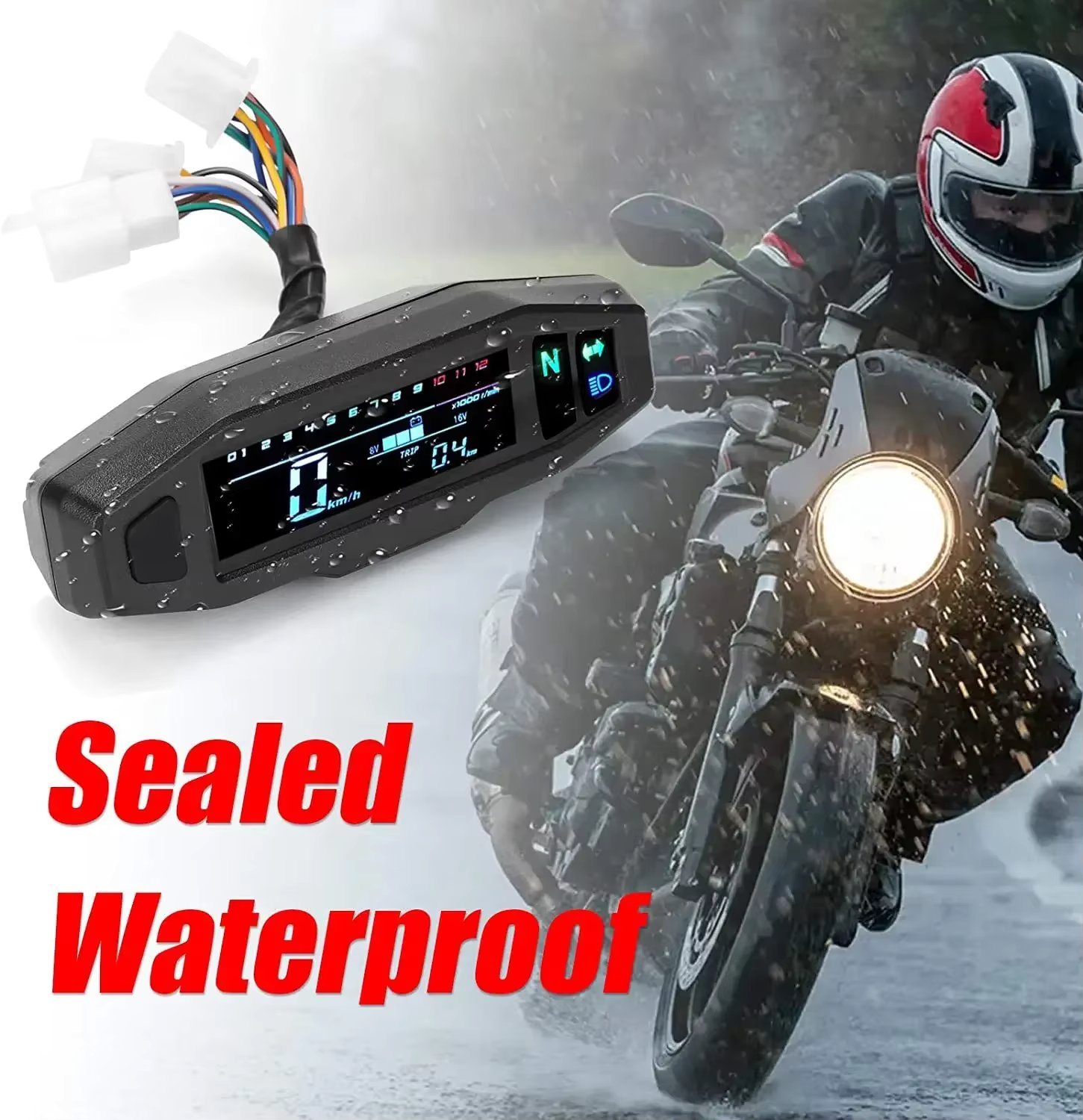 Motorcycle Speedometer Oil Gauge Tachometer Waterproof Universal Digital Meters Instrument Cluster Turn Signal Light Indicator