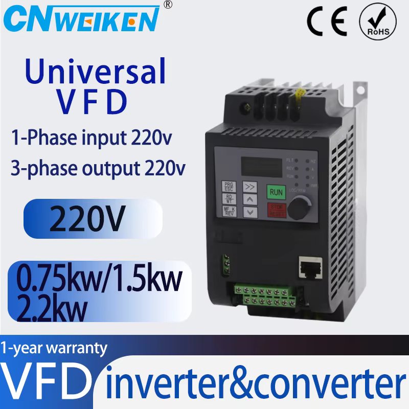 0.75-2.2KW Mini VFD Inverter Frequency Converter Variable Drive Motor 1phase in 3phase out 220V AC Frequency Inverter ac drives