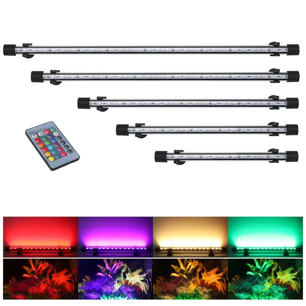 Waterproof RGB LED Aquarium Lights Fish Tank Light Diving Lighting Aquarium Submersible Remote Control Lamp Amphibious