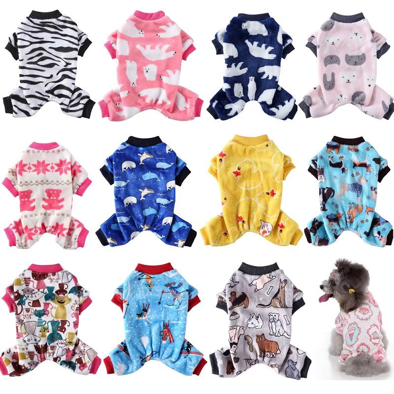 Christmas Pet Dog Pajamas For Cat Clothes Warm Pyjama Jumpsuit For Small Dogs Sleepingwear Winter Flece Pet Chihuahua Coat  35